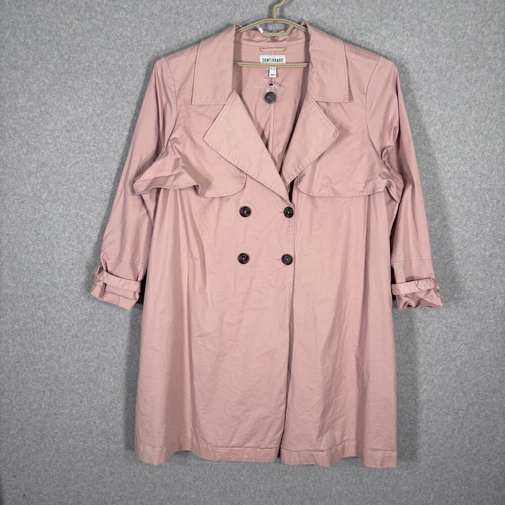 Centigrade Trench Coat 4X Cotton Stretch Pockets Thin Career Quiet Minimal NEW *